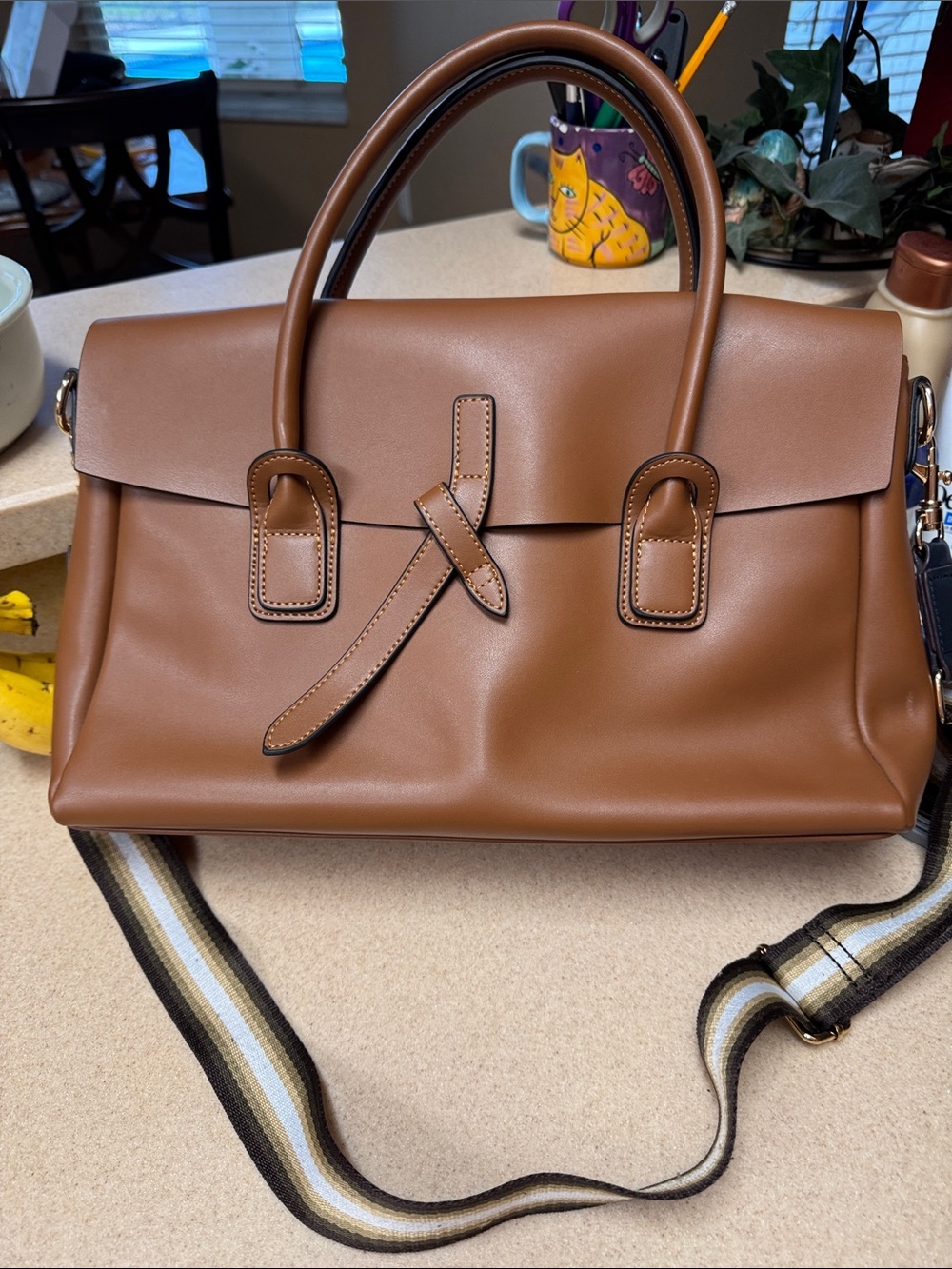 Della Stella satchel crossbody vegan leather NWOT